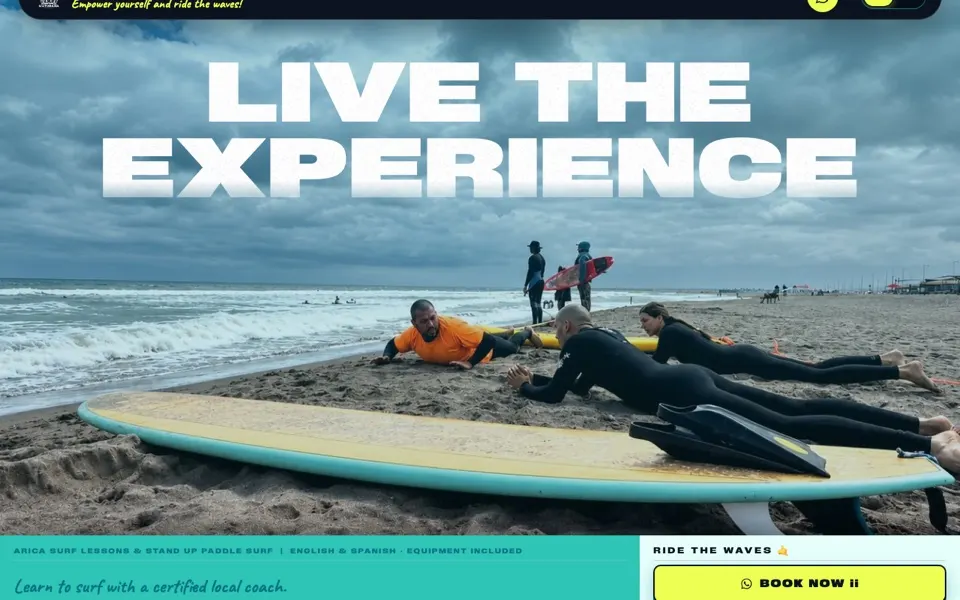 Sitio de reservas de Arica Surf Experience