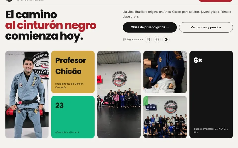 Portal de alumnos de Integração Arica, dojo de jiu-jitsu en Arica — sistema con QR TOTP desarrollado por Digitaliza Todo en Arica, Chile